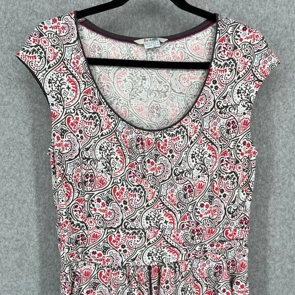 Boden Womens Margot Scoop Neck Dress Size 10 White Red Paisley Modal Pockets - Picture 3 of 11